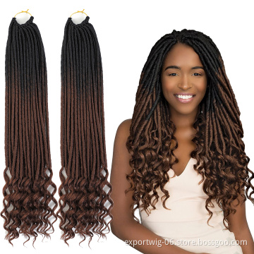 Hot Sell Wholesale Soft Dread New Wave Ombre Synthetic Crochet Extensions Curly Sister Goddess Faux Locs Faux Goddess Locs Afo